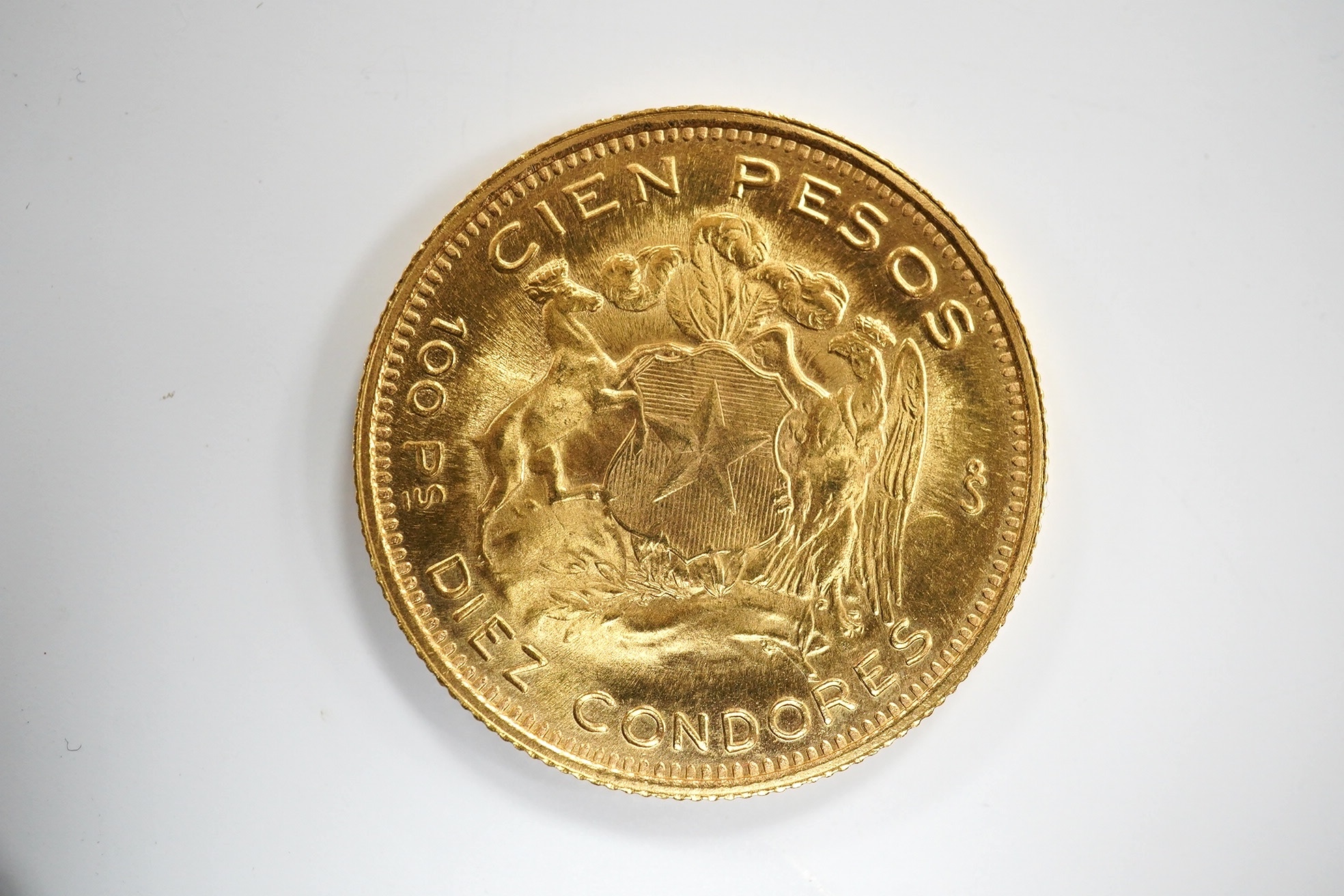 Chile gold coins, 100 pesos, 1961, UNC